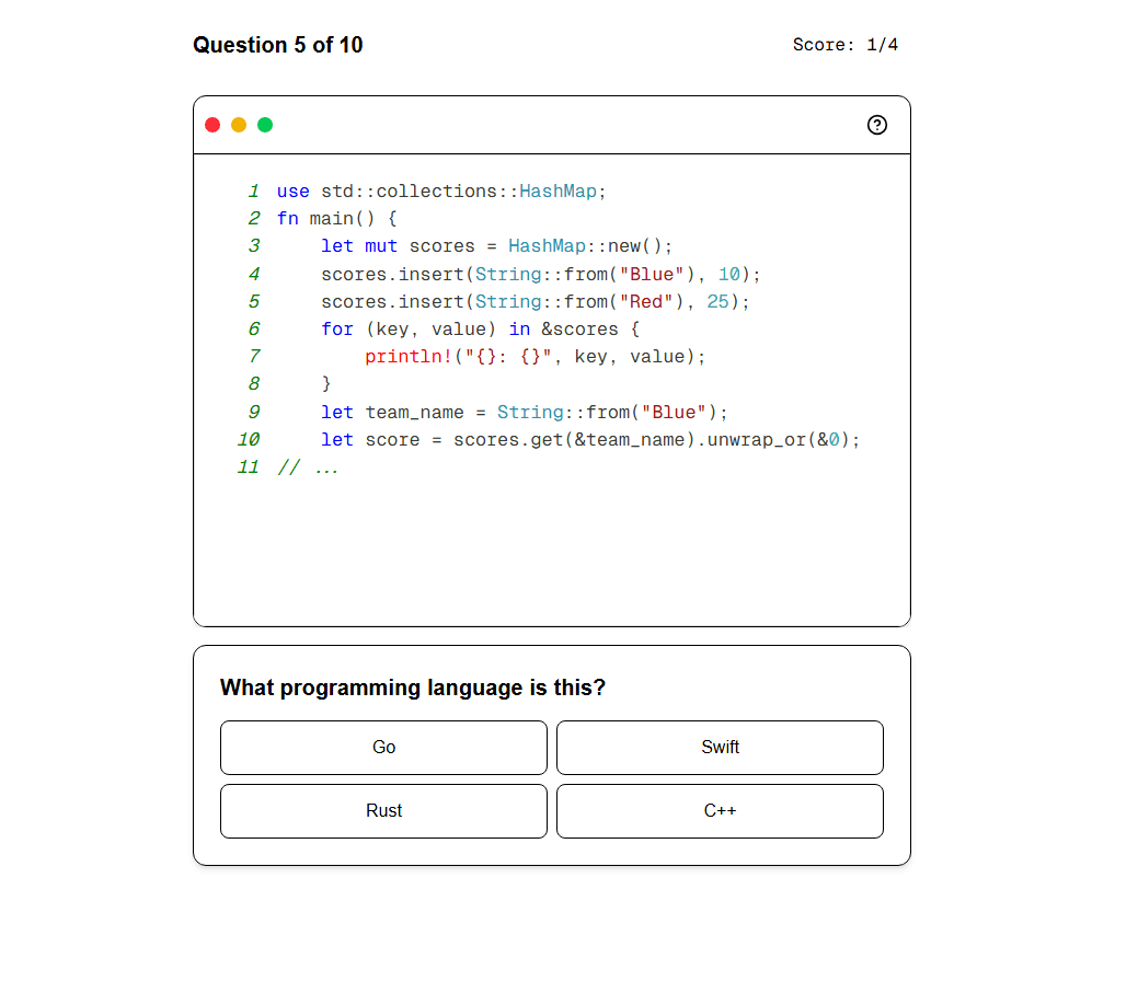 Dev-Quiz-Game